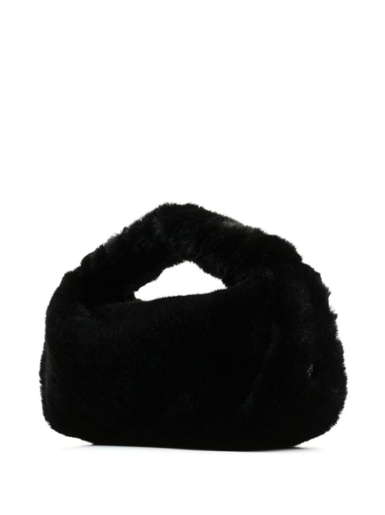 Black Scrunchie Faux Fur Mini Tote Bag