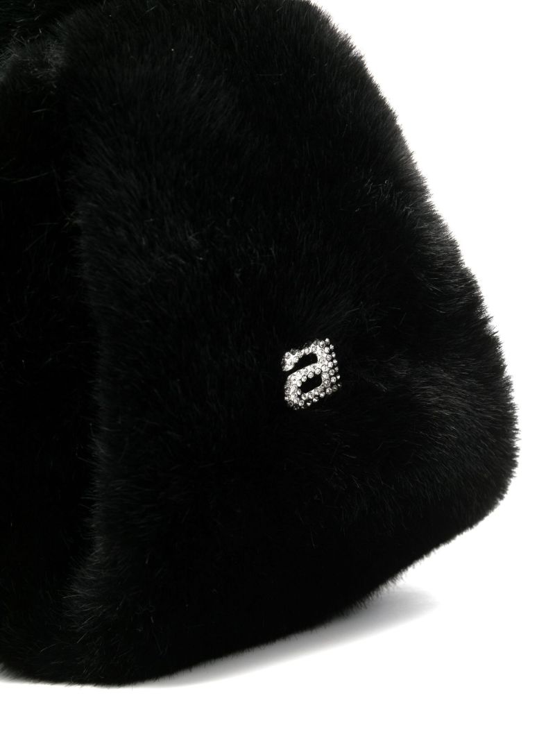Black Scrunchie Faux Fur Mini Tote Bag