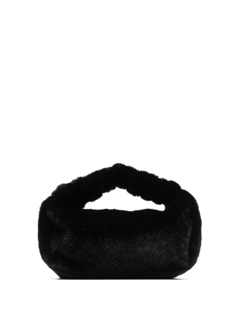 Black Scrunchie Faux Fur Mini Tote Bag