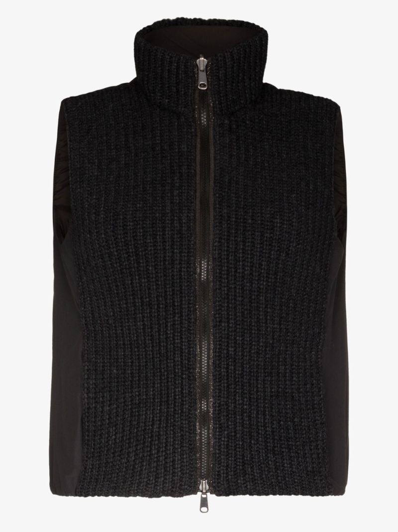Black Feather Yarn Reversible Gilet