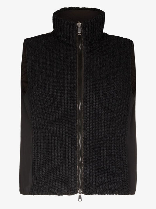 Black Feather Yarn Reversible Gilet