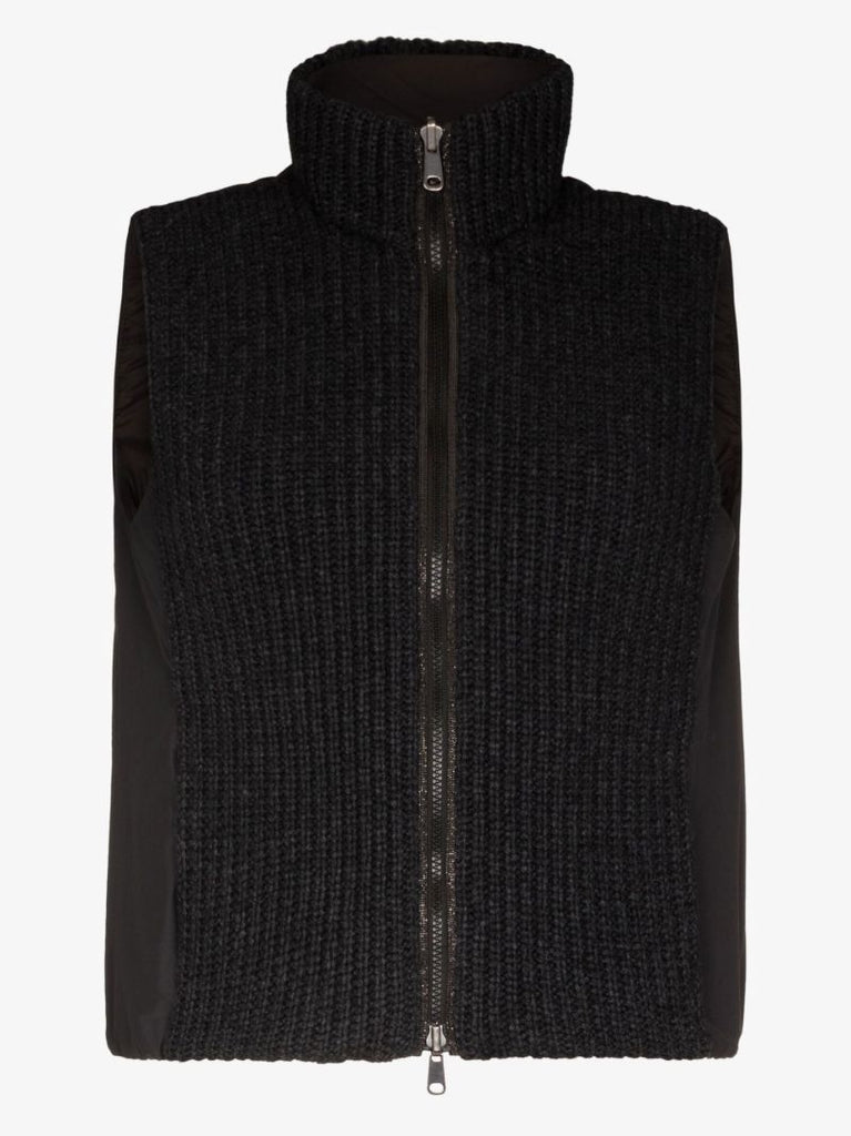 Black Feather Yarn Reversible Gilet