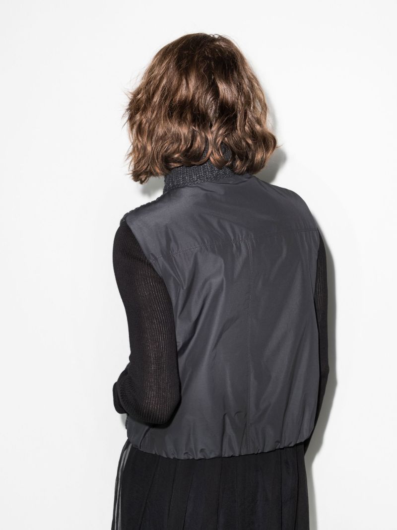 Black Feather Yarn Reversible Gilet