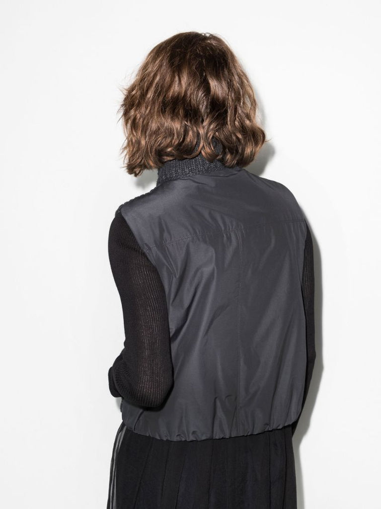 Black Feather Yarn Reversible Gilet