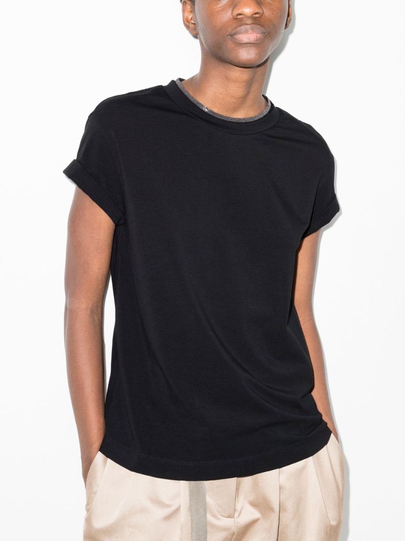 Black Monili Beaded Cotton T-shirt