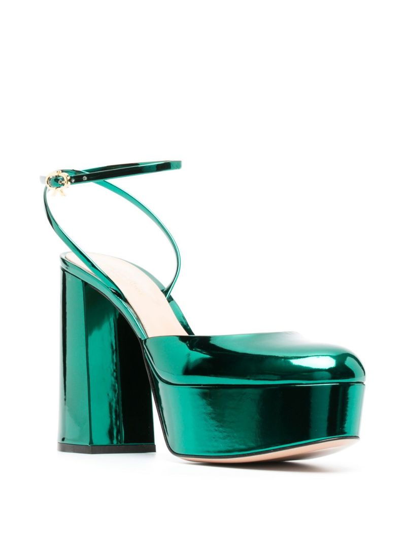 Green Dua 70 Platform Patent Leather Pumps