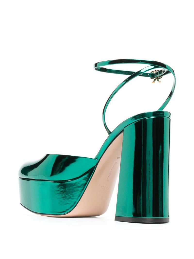 Green Dua 70 Platform Patent Leather Pumps