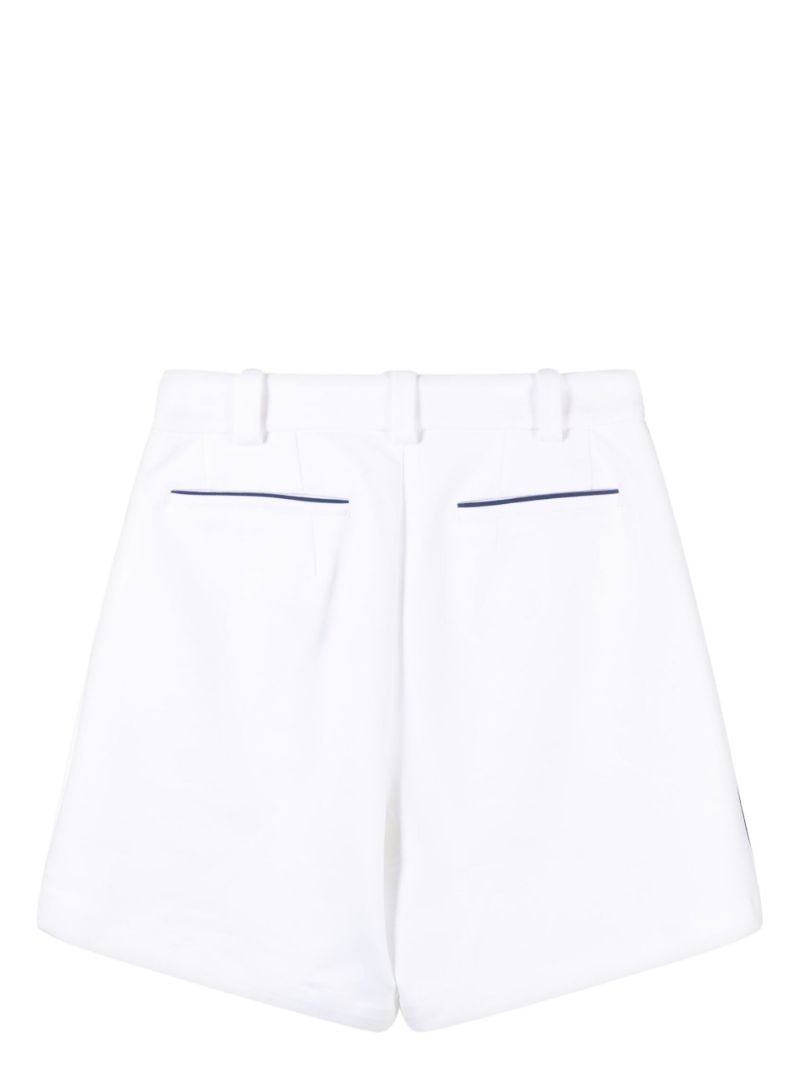 White Logo Print Tailored  Baseball Cotton Shorts