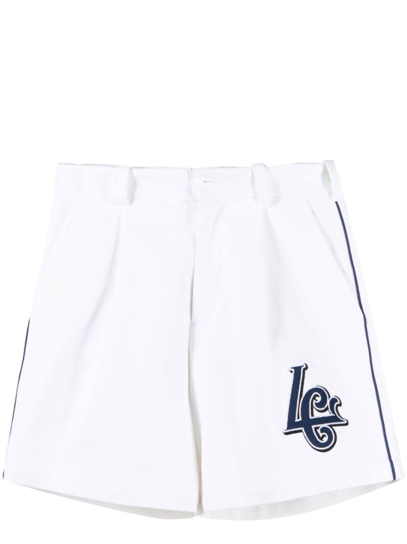 White Logo Print Tailored  Baseball Cotton Shorts