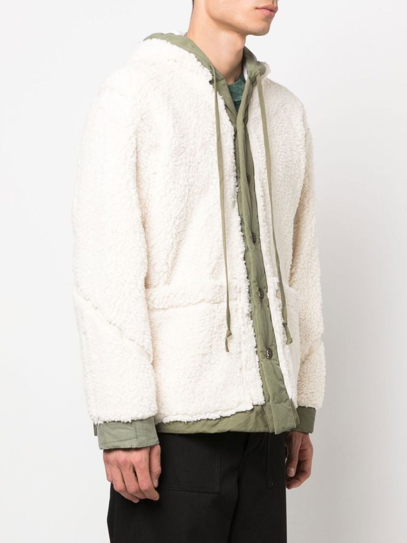 Neutral Faux Shearling Hooded Jacket