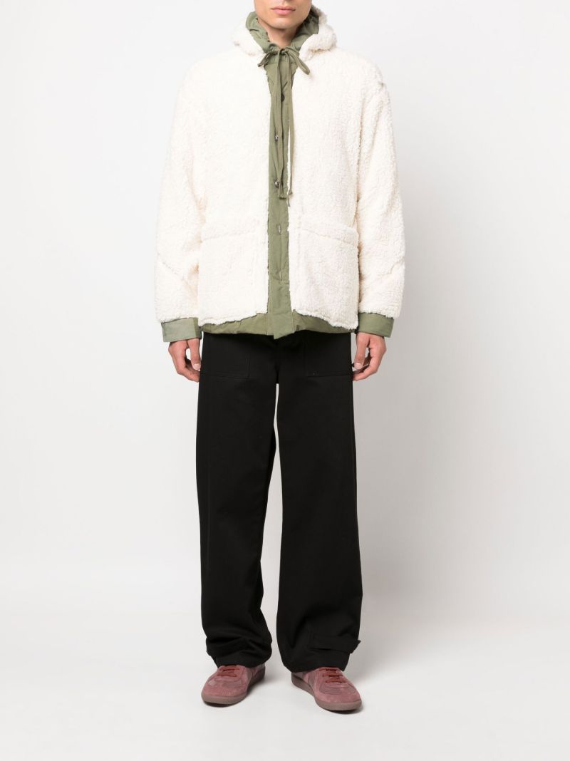 Neutral Faux Shearling Hooded Jacket