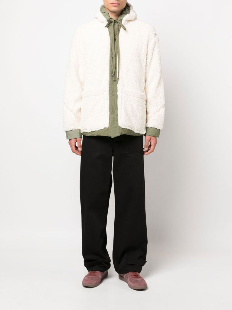 Neutral Faux Shearling Hooded Jacket
