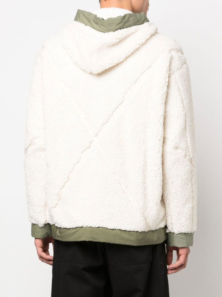Neutral Faux Shearling Hooded Jacket