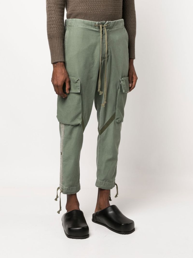Green Cropped Cotton Cargo Trousers