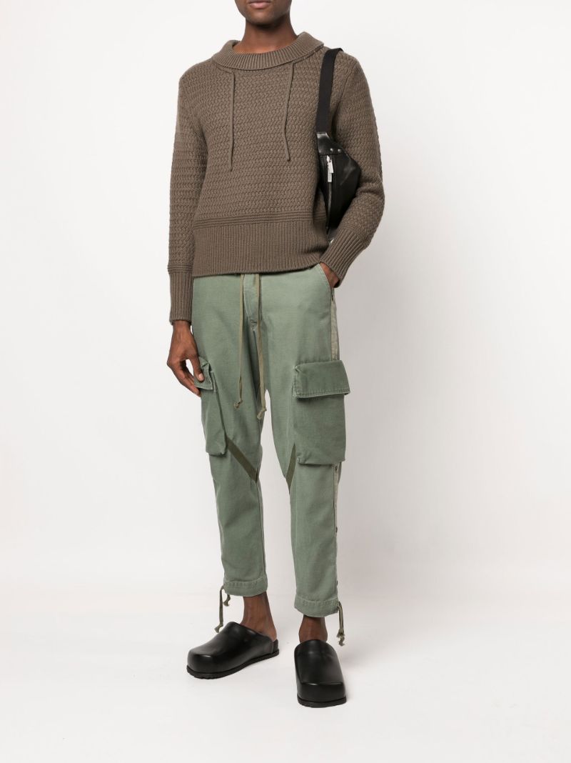Green Cropped Cotton Cargo Trousers