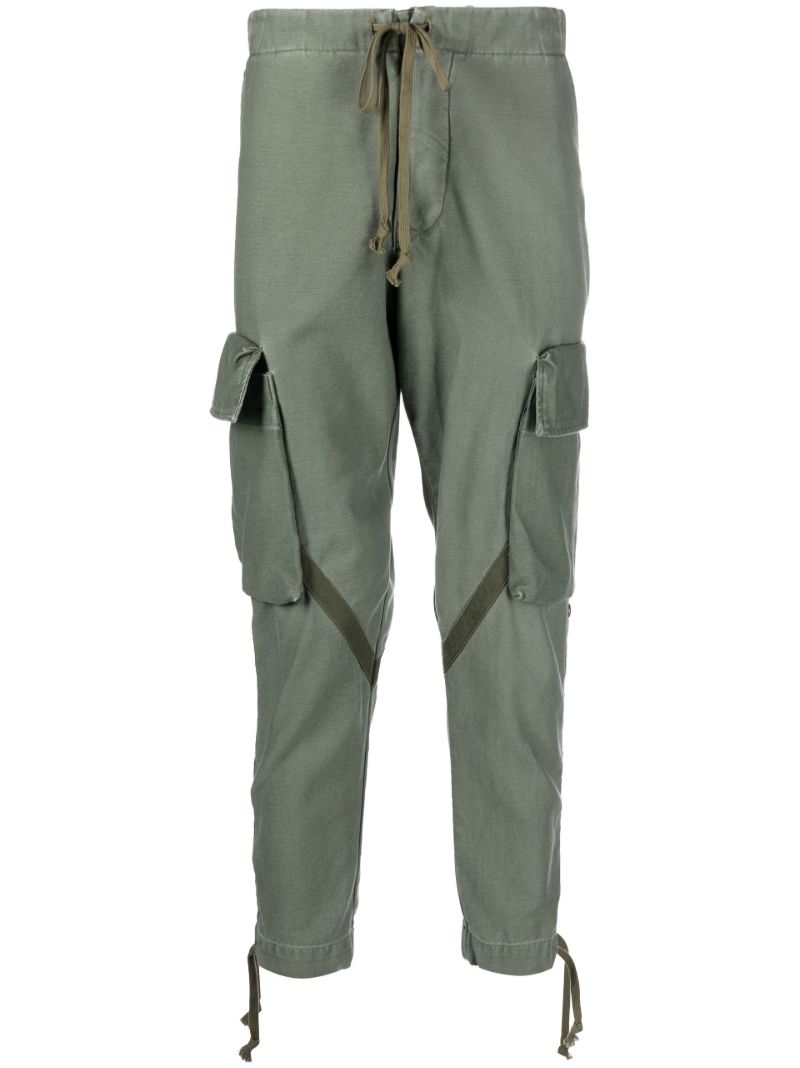 Green Cropped Cotton Cargo Trousers