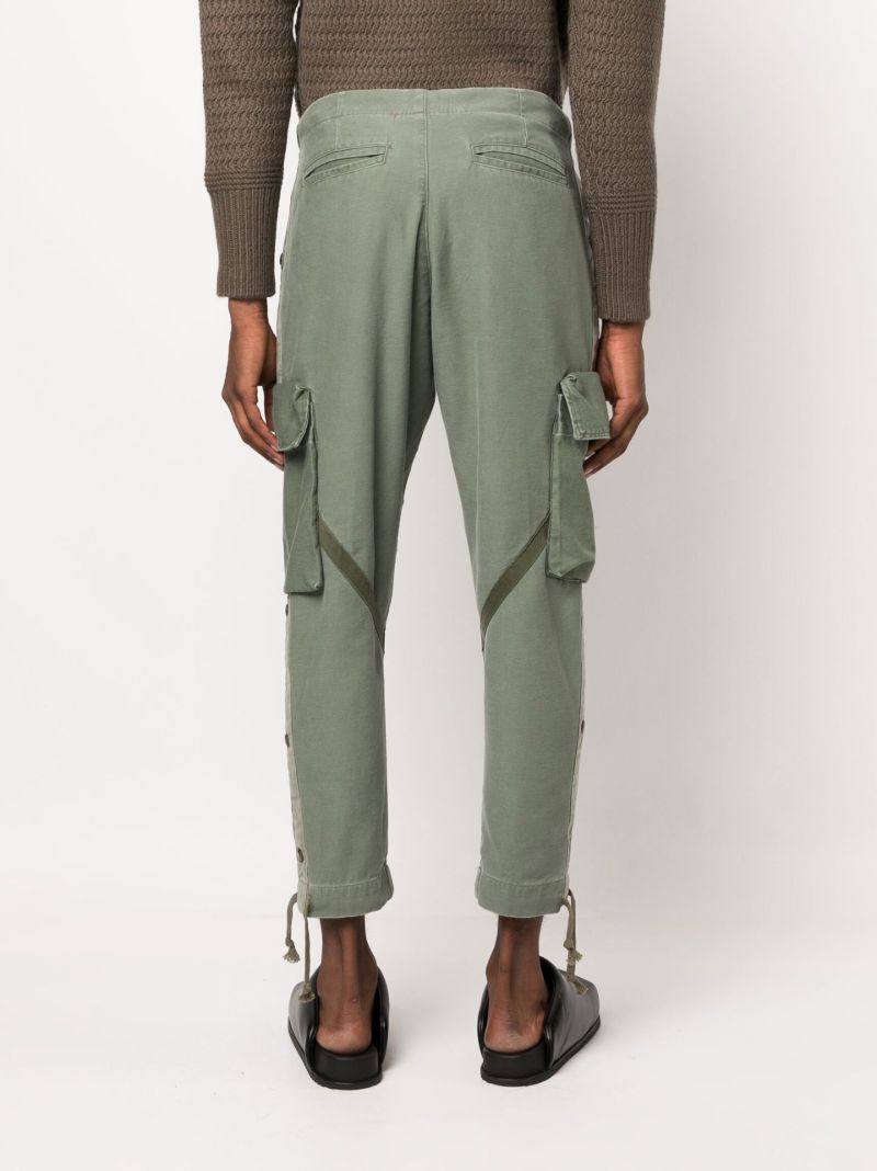 Green Cropped Cotton Cargo Trousers