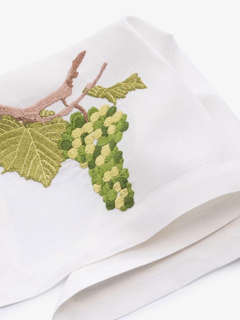 Neutral Embroidered Linen Placemat Set