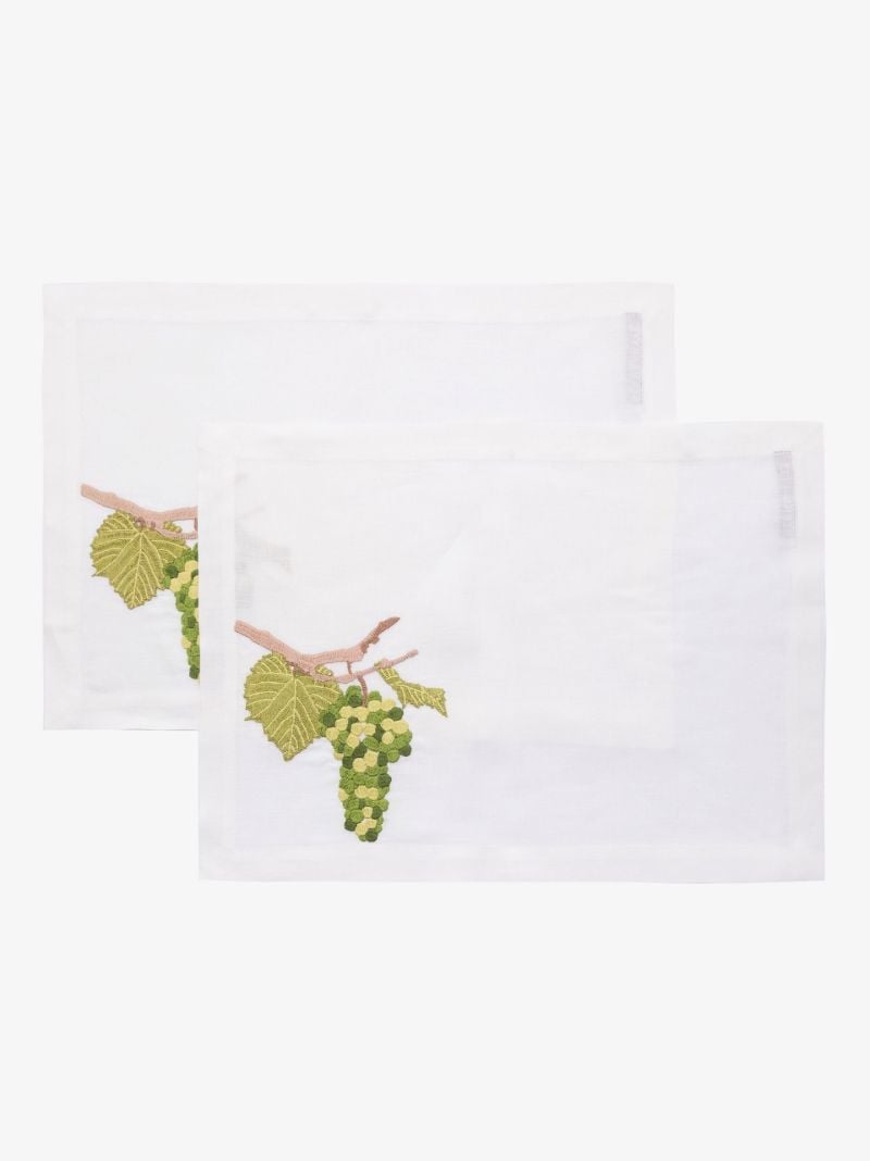 Neutral Embroidered Linen Placemat Set