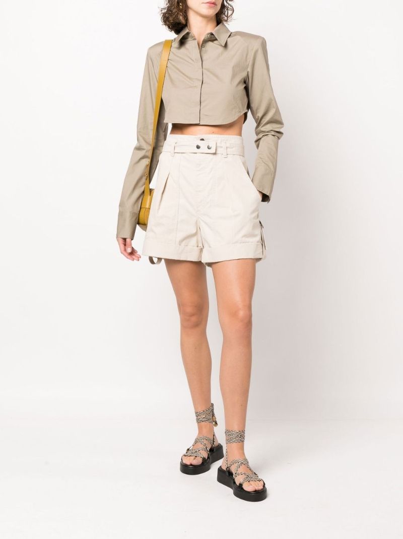 Neutral Kaloscoe High-waisted Cotton Shorts