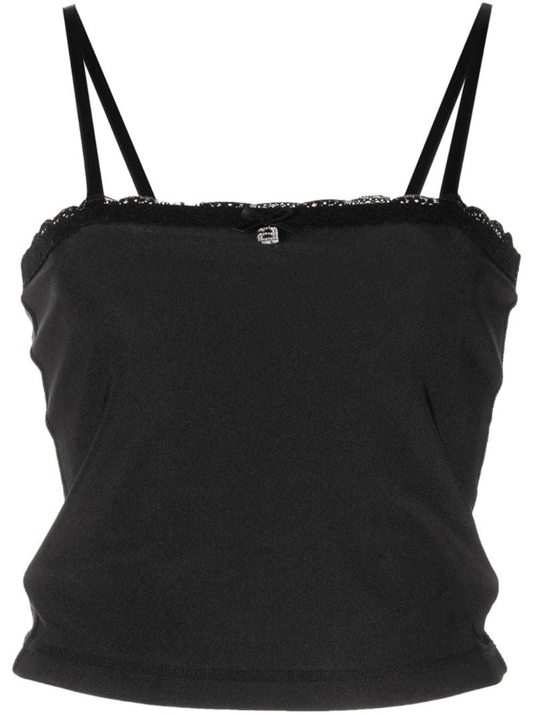 Black Lace Trim Camisole Top