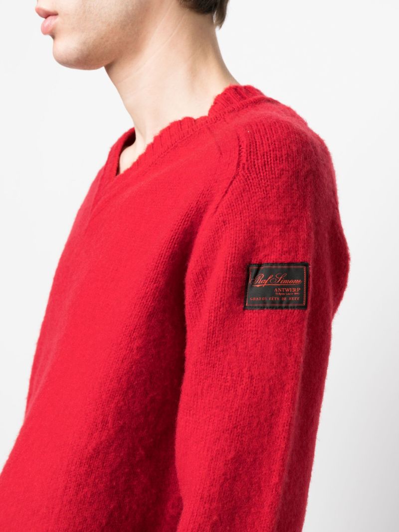 Red Hammersleeve V-neck Sweater