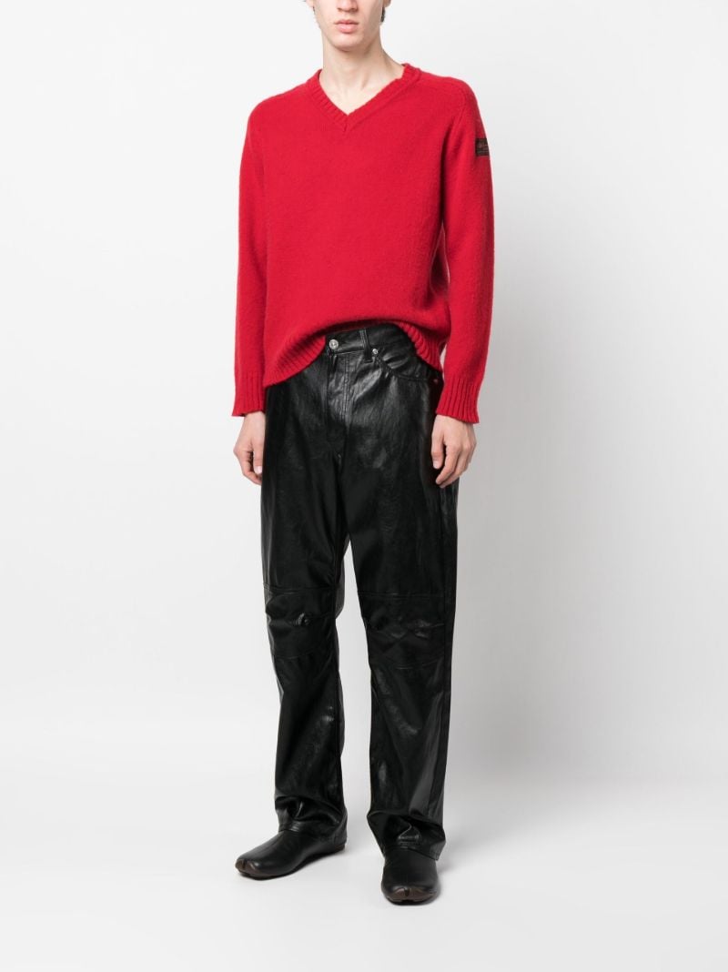 Red Hammersleeve V-neck Sweater