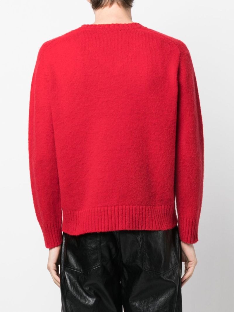 Red Hammersleeve V-neck Sweater