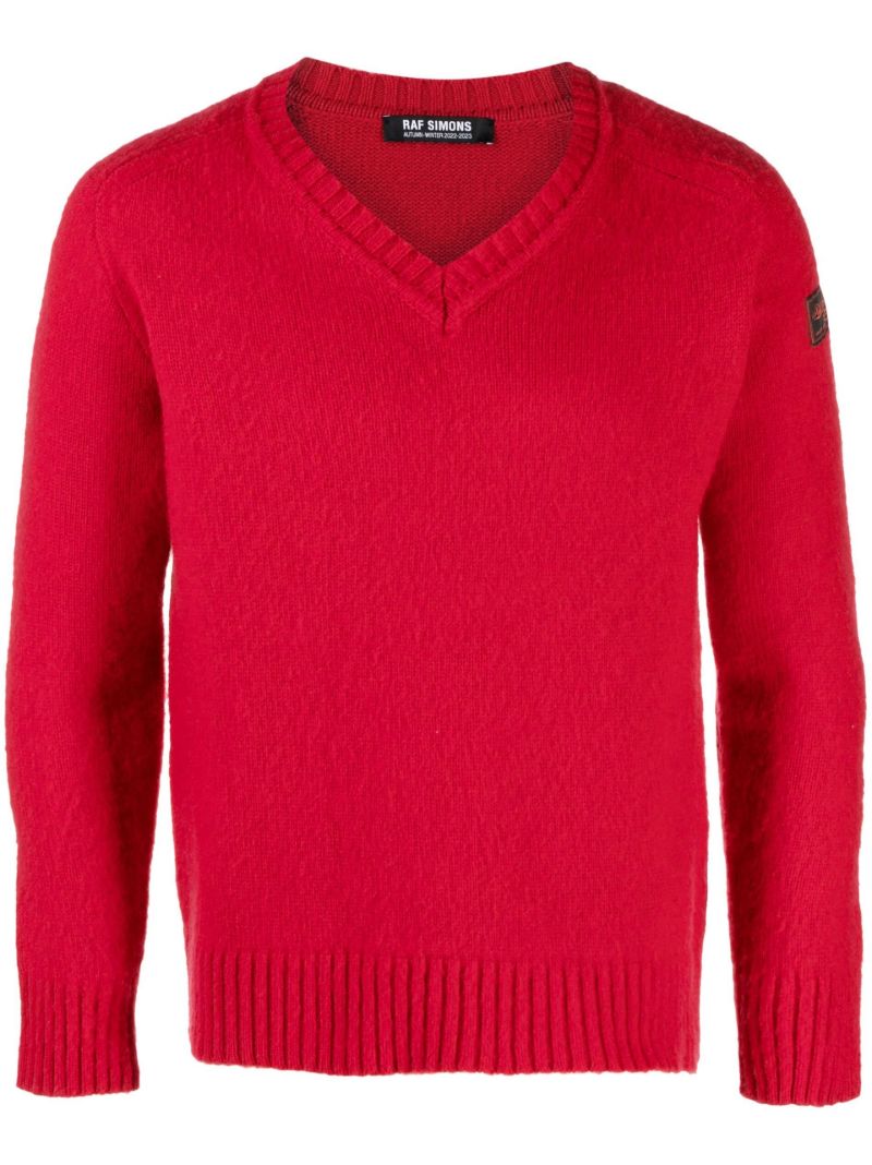 Red Hammersleeve V-neck Sweater