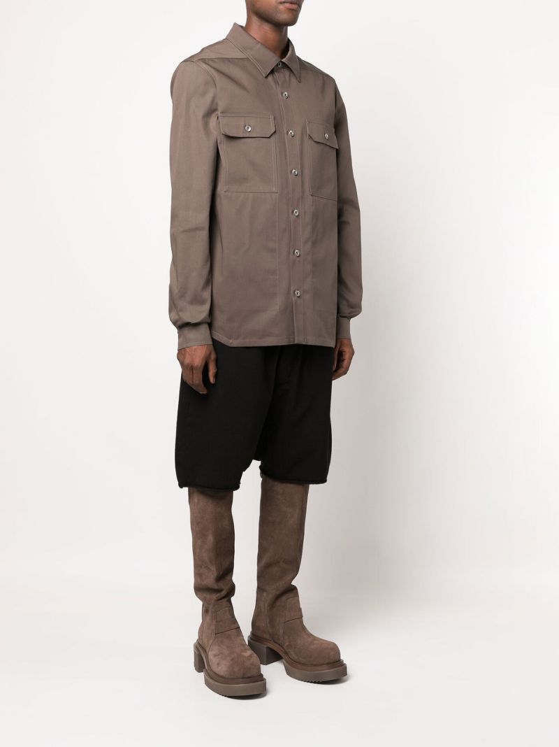 Brown Long Sleeve Cotton Shirt