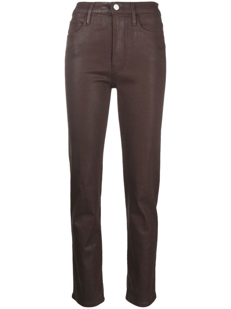 Brown Le Sylvie Coated High-waisted Skinny Jeans