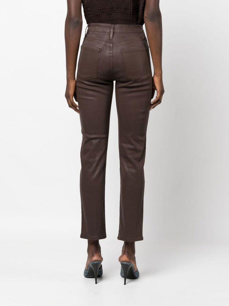 Brown Le Sylvie Coated High-waisted Skinny Jeans