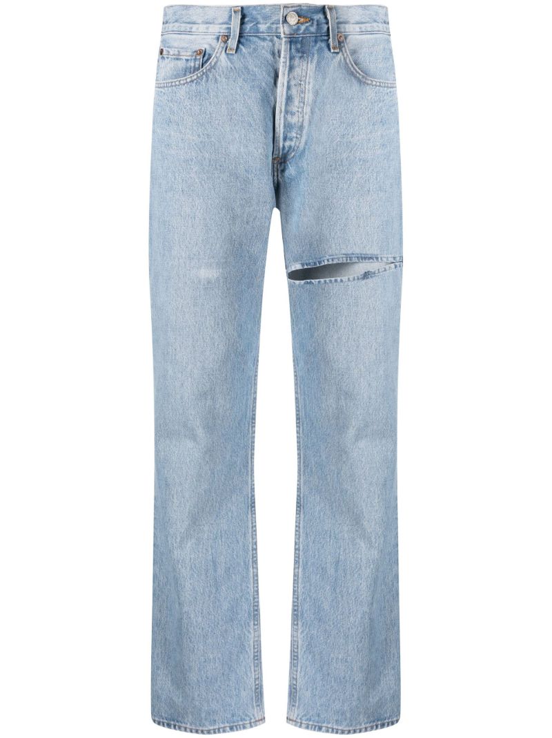 Blue Lana Ripped Straight-leg Jeans