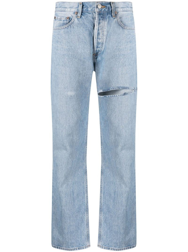 Blue Lana Ripped Straight-leg Jeans