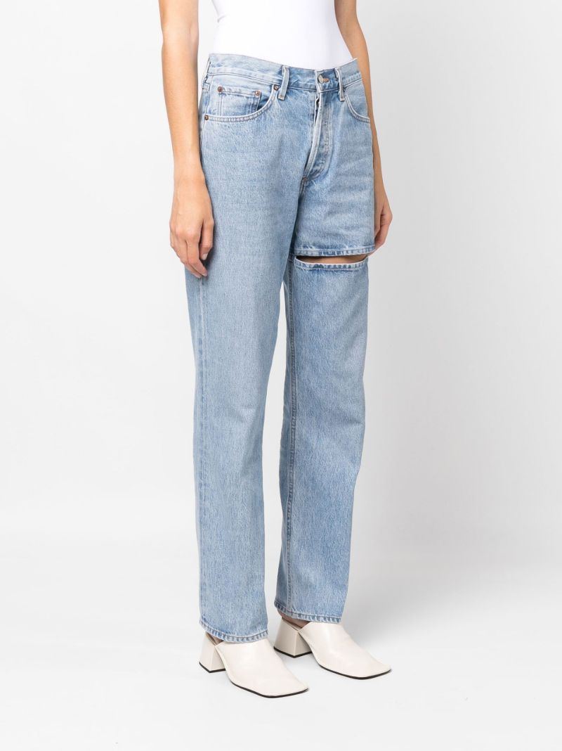 Blue Lana Ripped Straight-leg Jeans