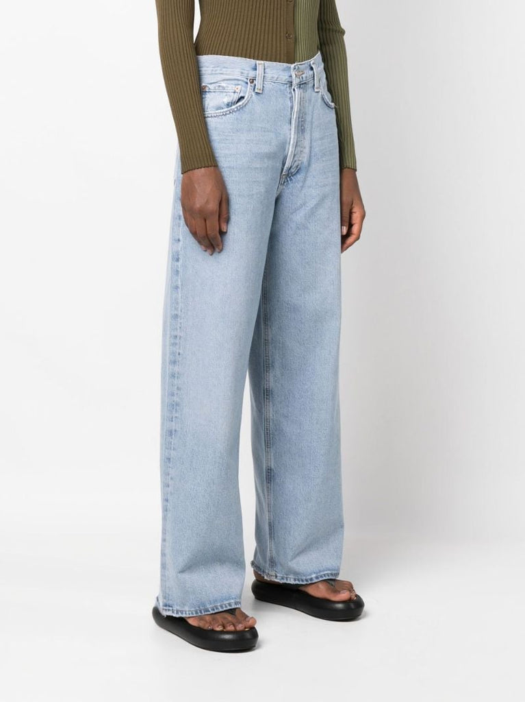 Blue Low Slung Baggy Wide-leg Jeans