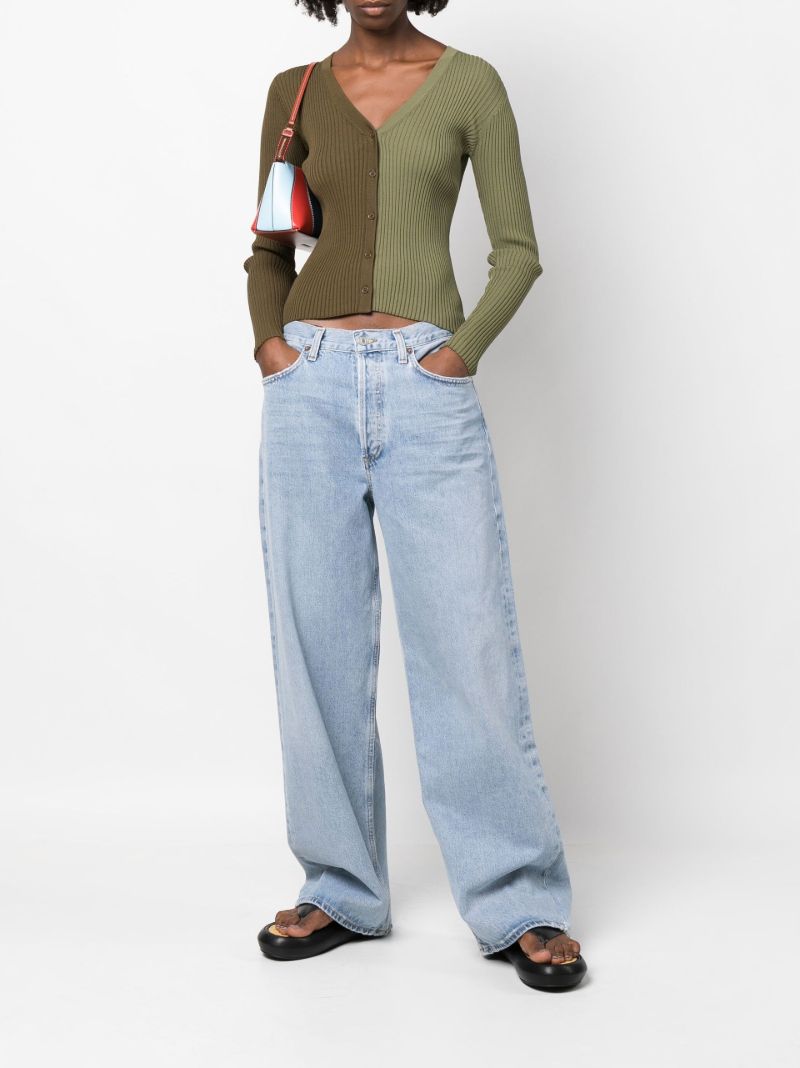 Blue Low Slung Baggy Wide-leg Jeans