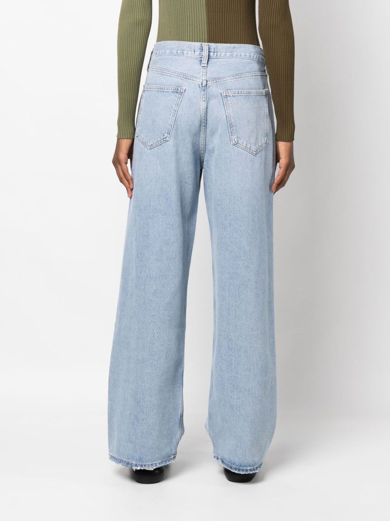 Blue Low Slung Baggy Wide-leg Jeans