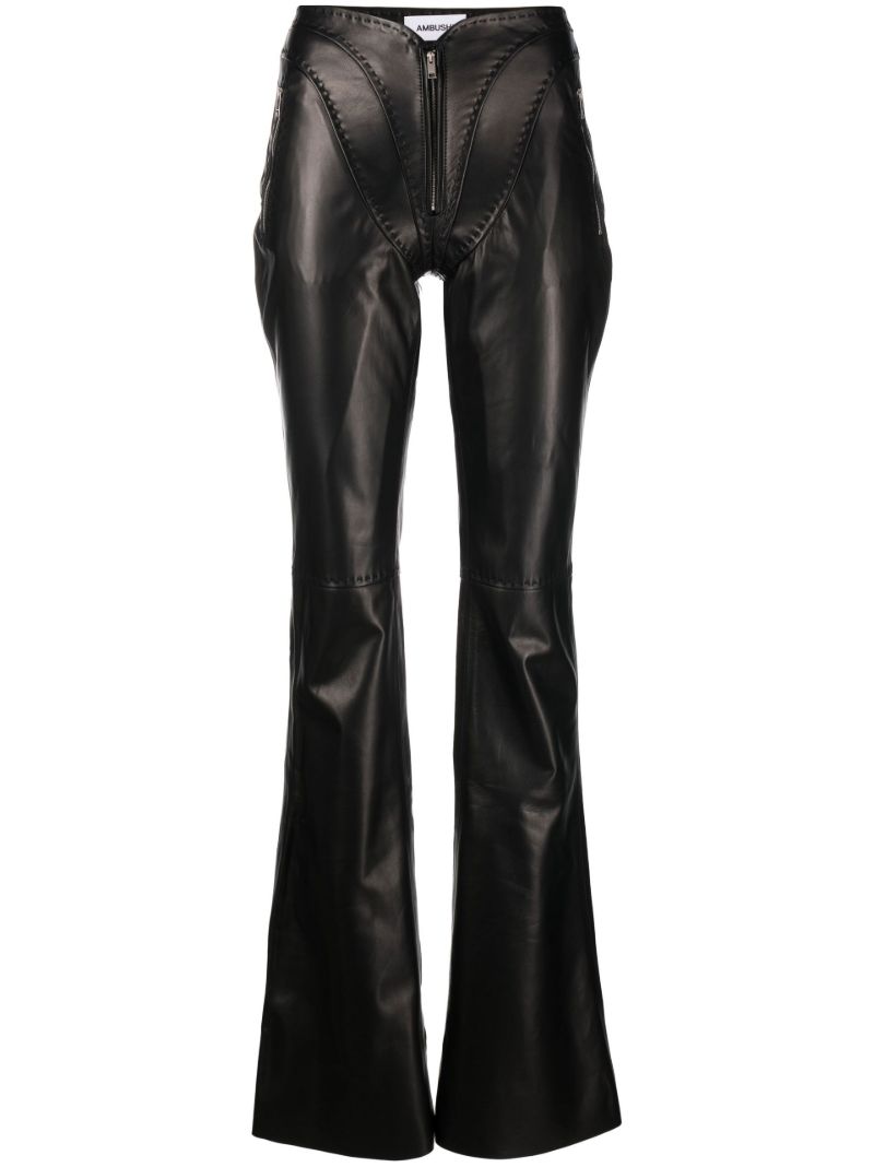 Black Leather Biker Trousers