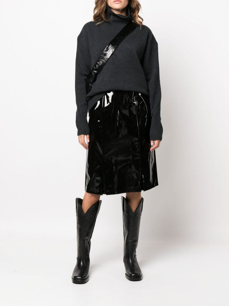 Black Split Midi Skirt