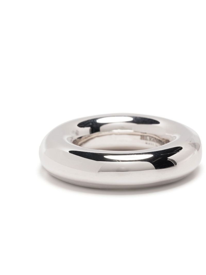 Silver Tone Engraved Logo Ring