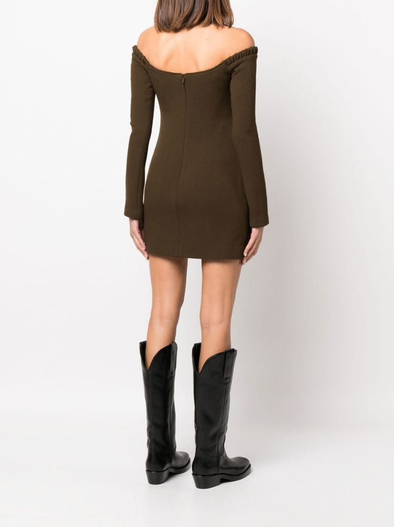 Brown Octavia Off-the-shoulder Mini Dress