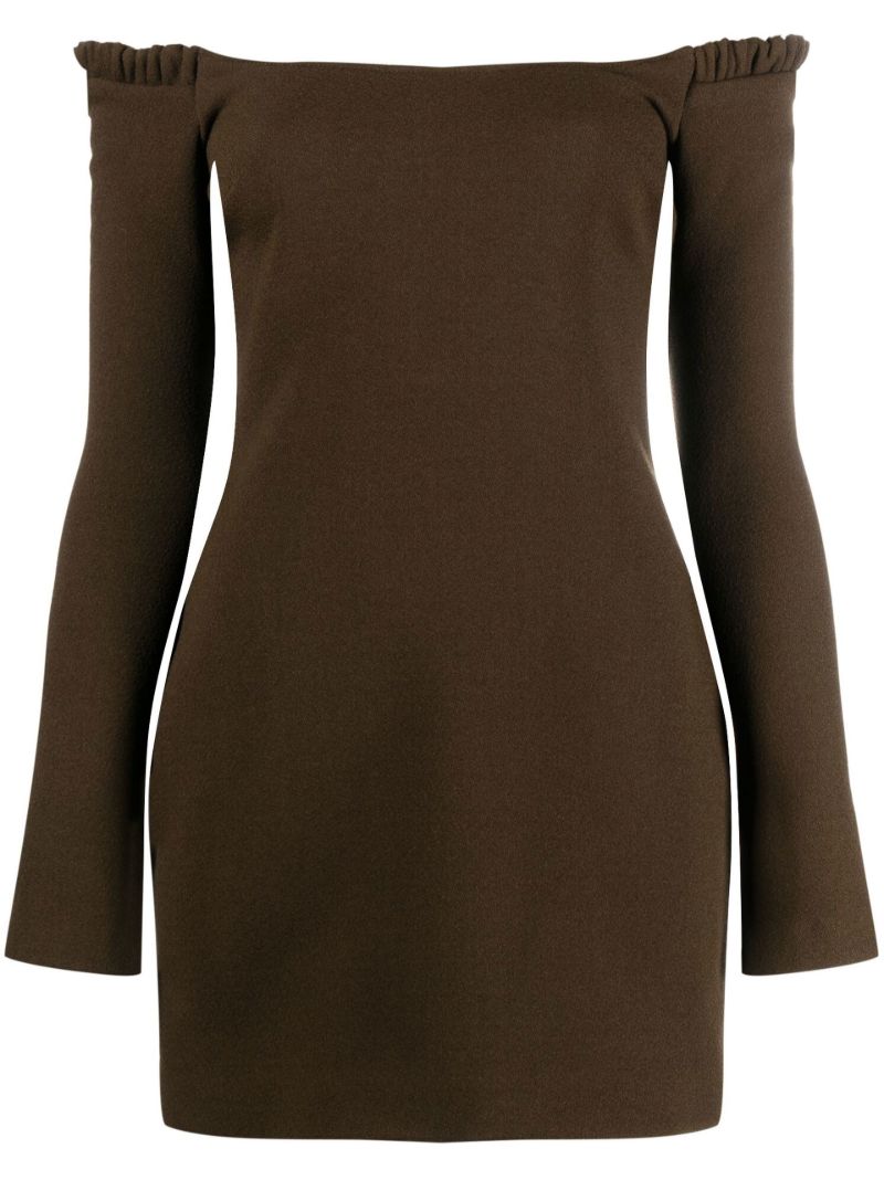 Brown Octavia Off-the-shoulder Mini Dress