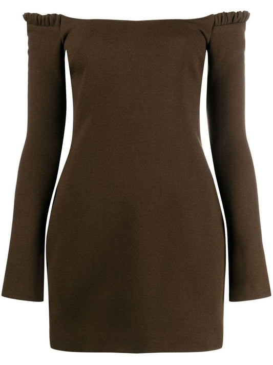 Brown Octavia Off-the-shoulder Mini Dress