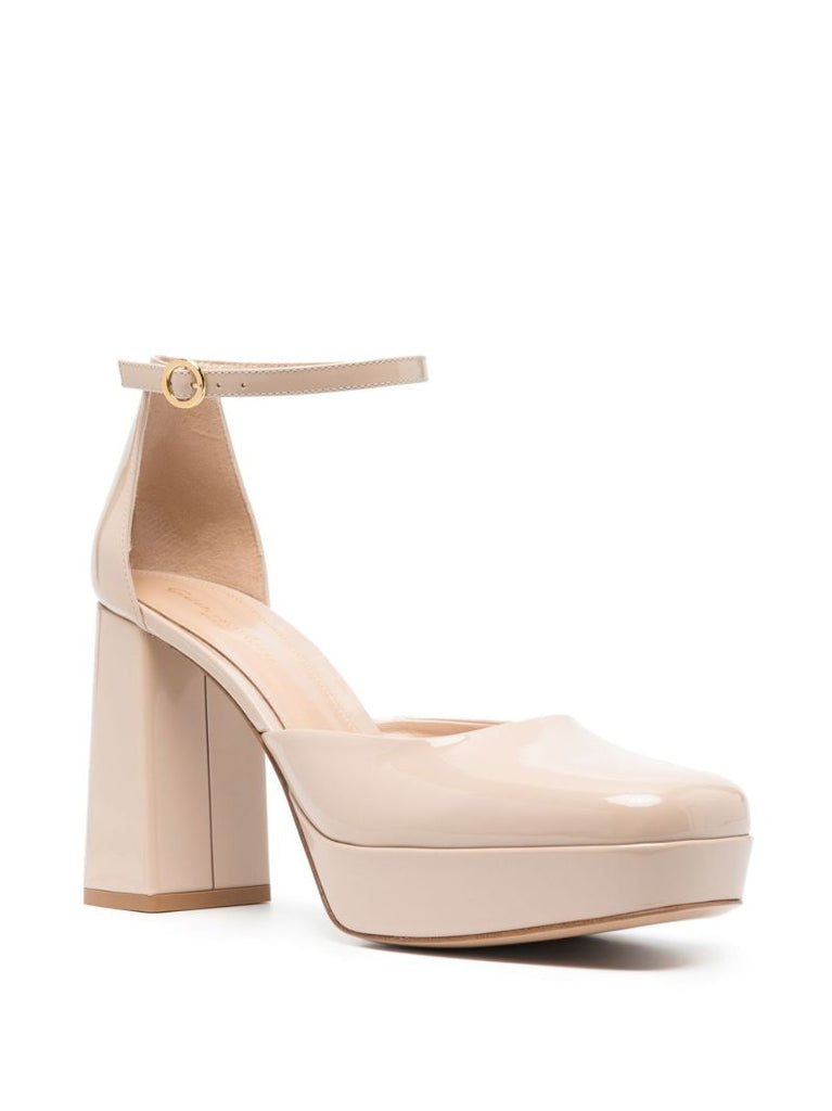 Neutral Patent Leather 70 Platform Pumps