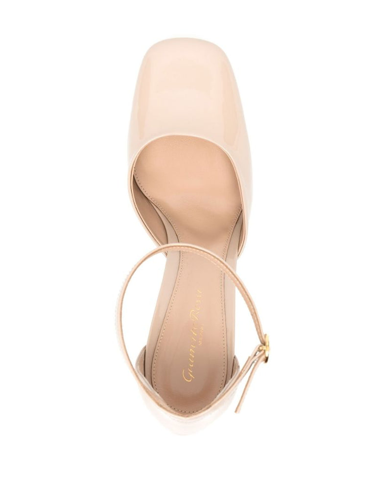Neutral Patent Leather 70 Platform Pumps