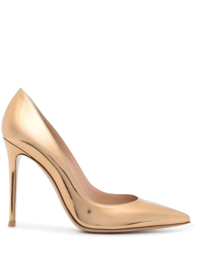 Metallic Gold Gianvito 105 Leather Pumps