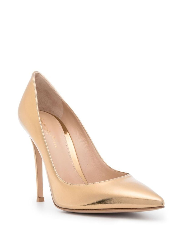 Metallic Gold Gianvito 105 Leather Pumps