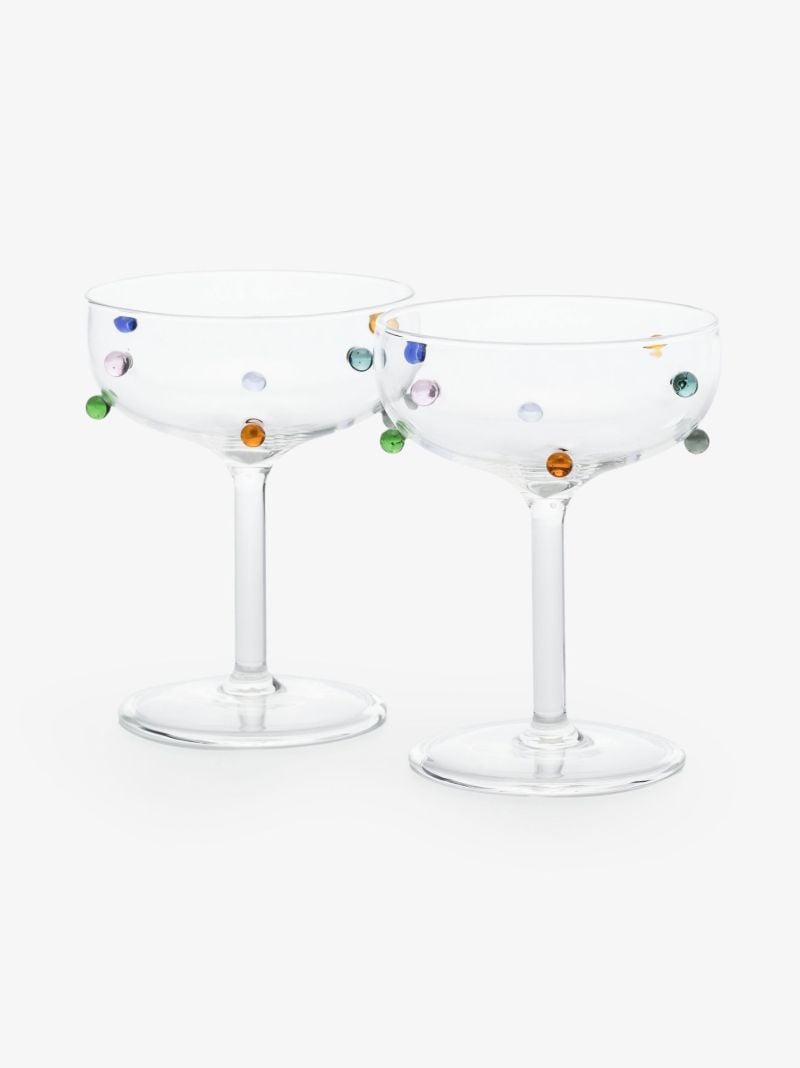 Clear Pomponette Champagne Coupe Set