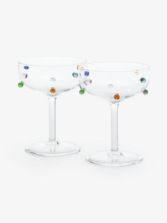 Clear Pomponette Champagne Coupe Set